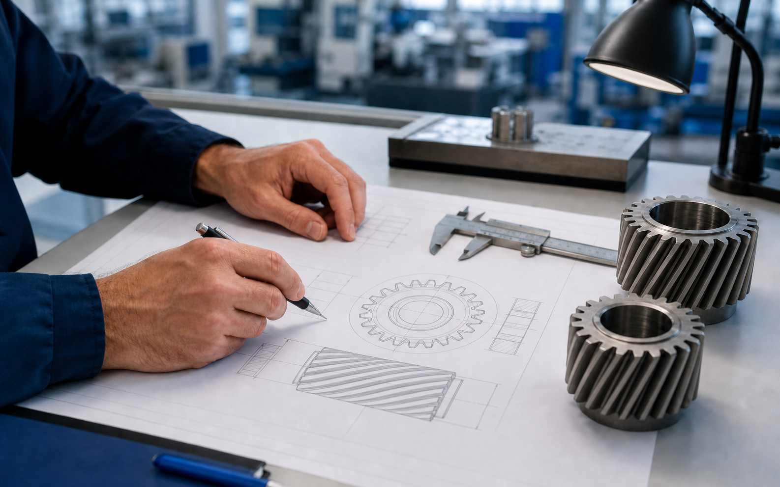 Engineering drawing review for custom gear manufacturing