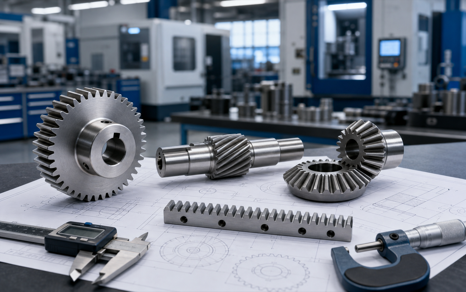 Custom gear components manufactured from technical drawings
