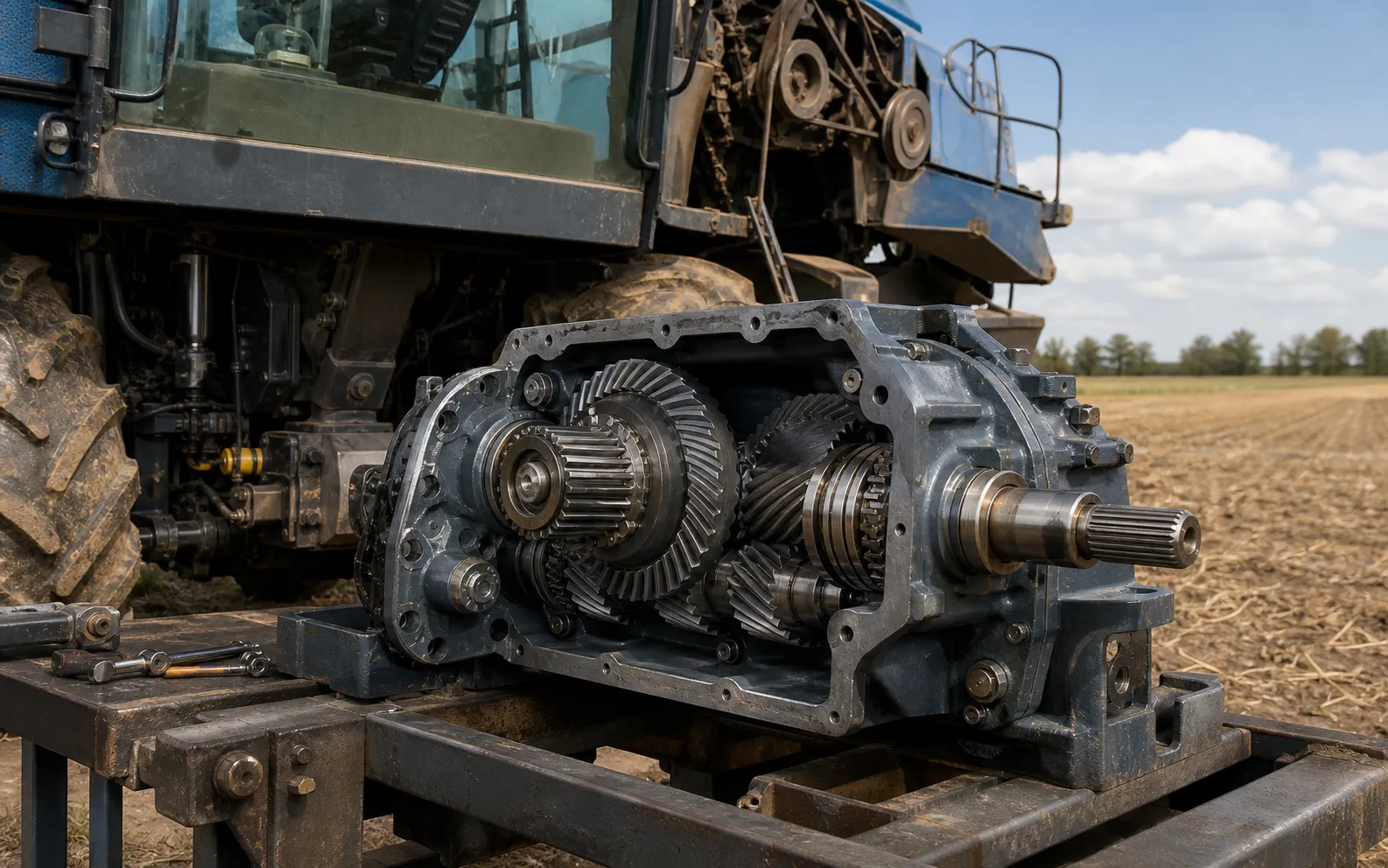 Agricultural machinery spiral bevel gearbox and heavy transmission gear assembly